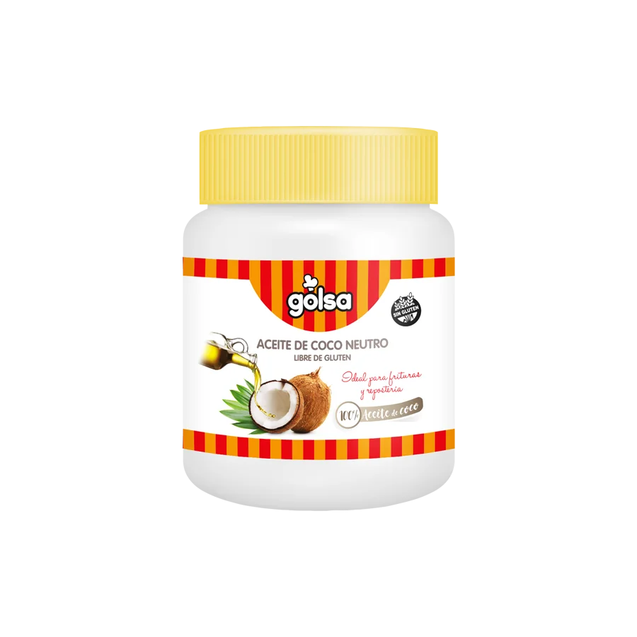 Aceite de coco neutro Golsa de 200 g, sin gluten.