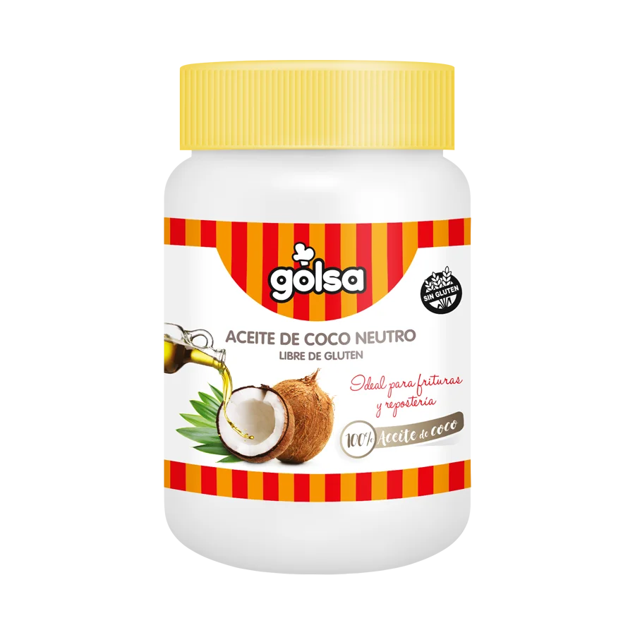 Aceite de coco neutro Golsa de 450 g, sin gluten.