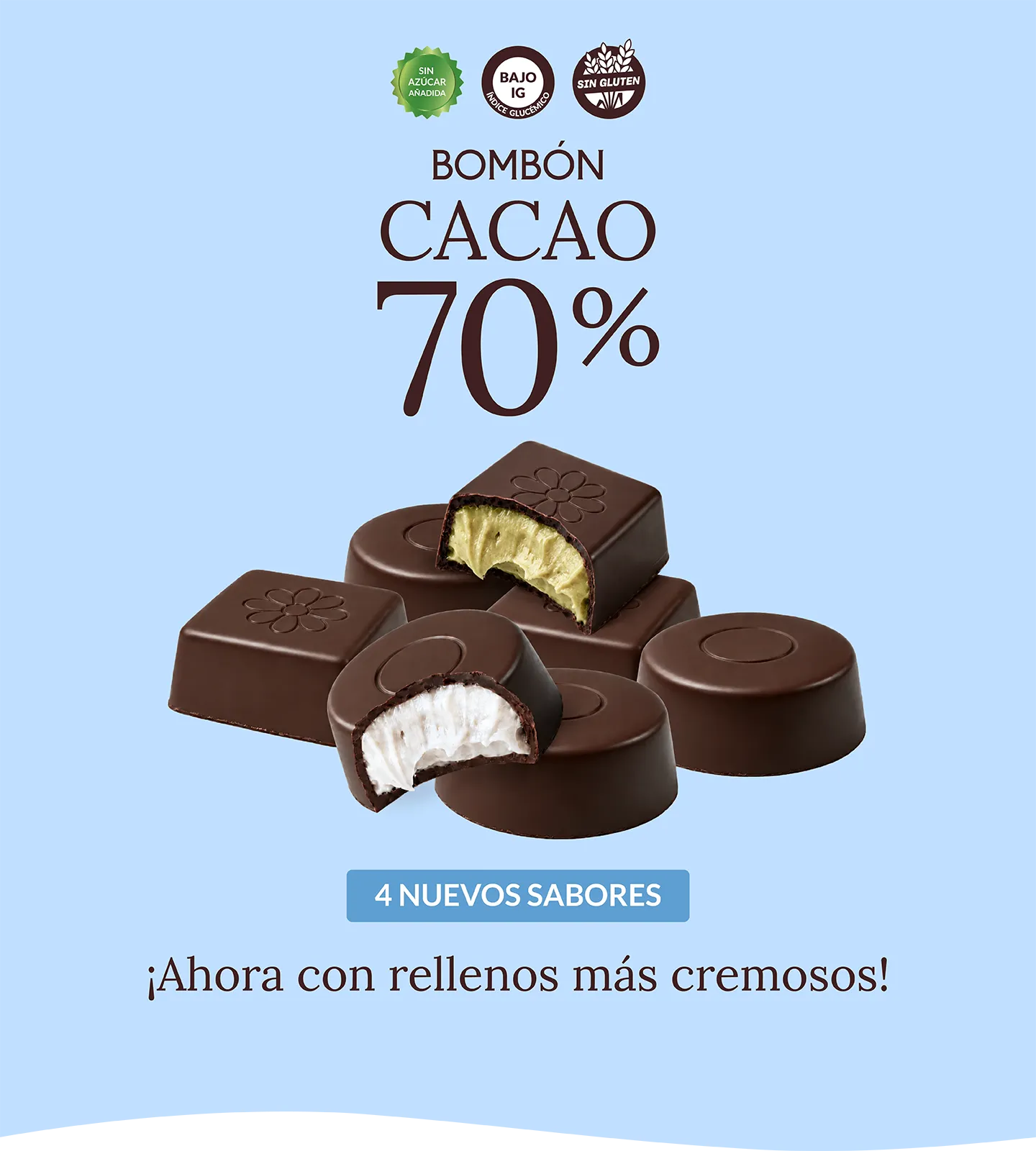 Bombones Benot Cacao 70% sin azúcar añadida y sin gluten