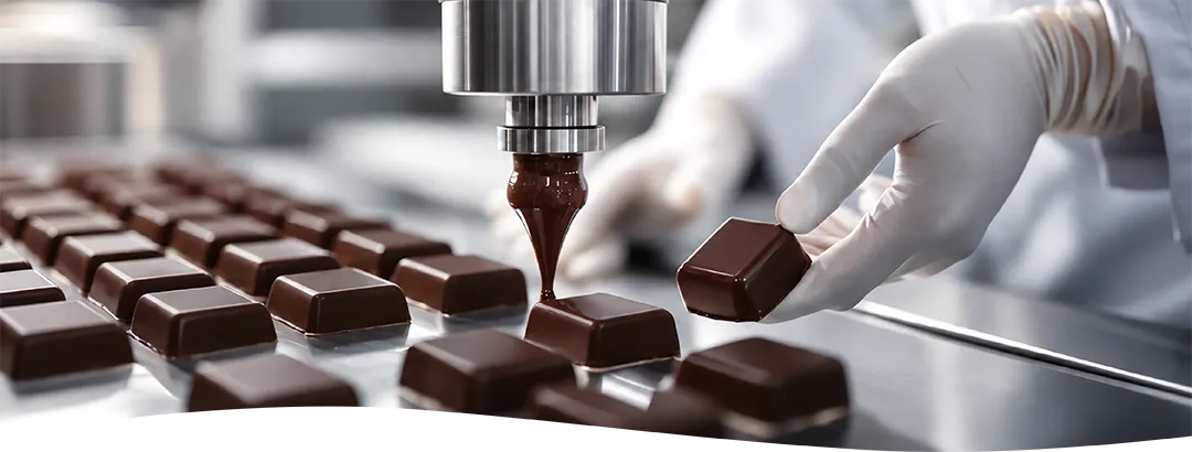 Elaboración de chocolates Benot durante el proceso de producción