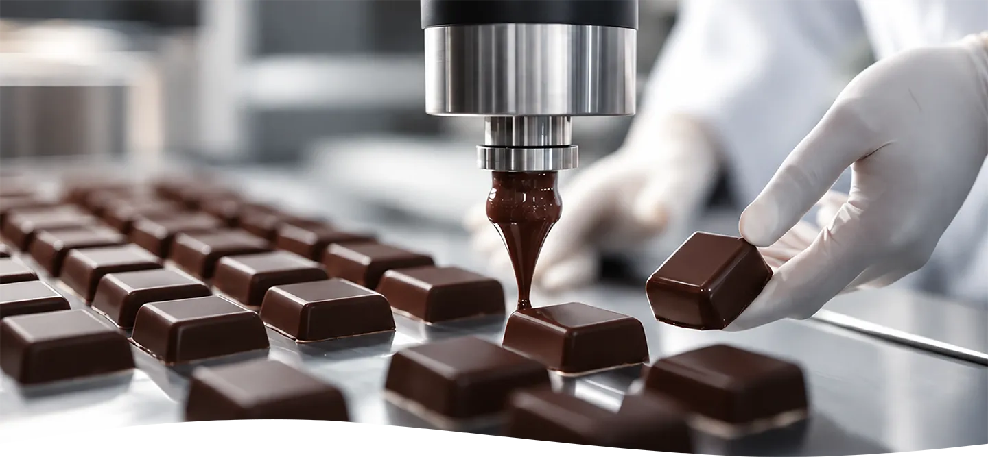 Elaboración de chocolates Benot durante el proceso de producción