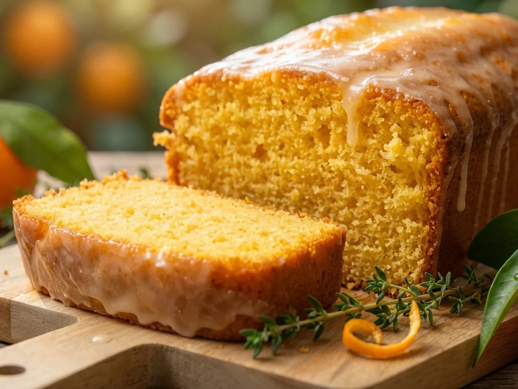 Budín de naranja sin gluten con glaseado de naranja
