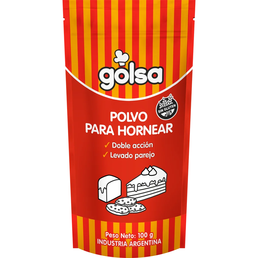 Polvo para hornear Golsa de 100 g, sin gluten.